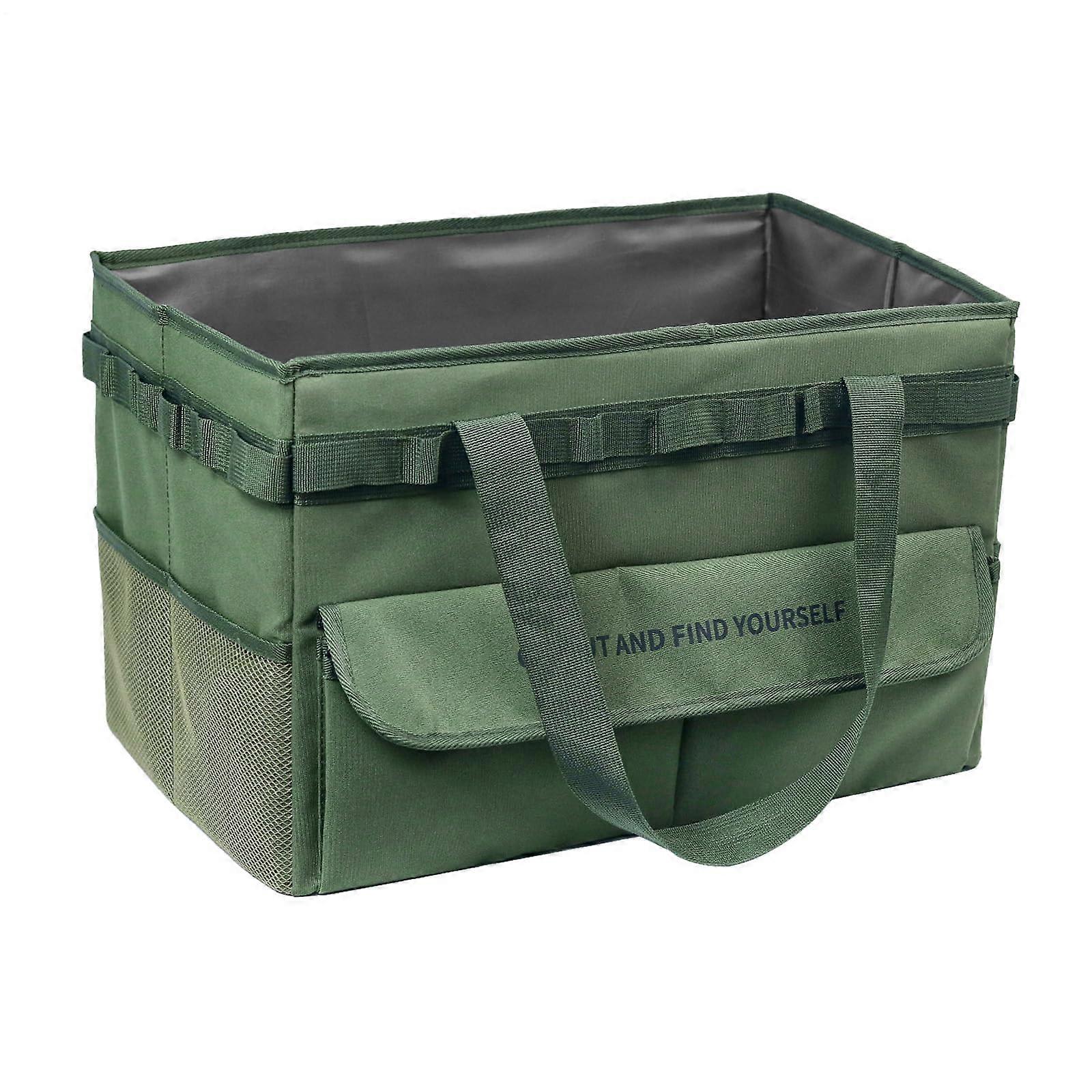 Foldable storage bags – Waterproof box with handle for picnic essentials, green