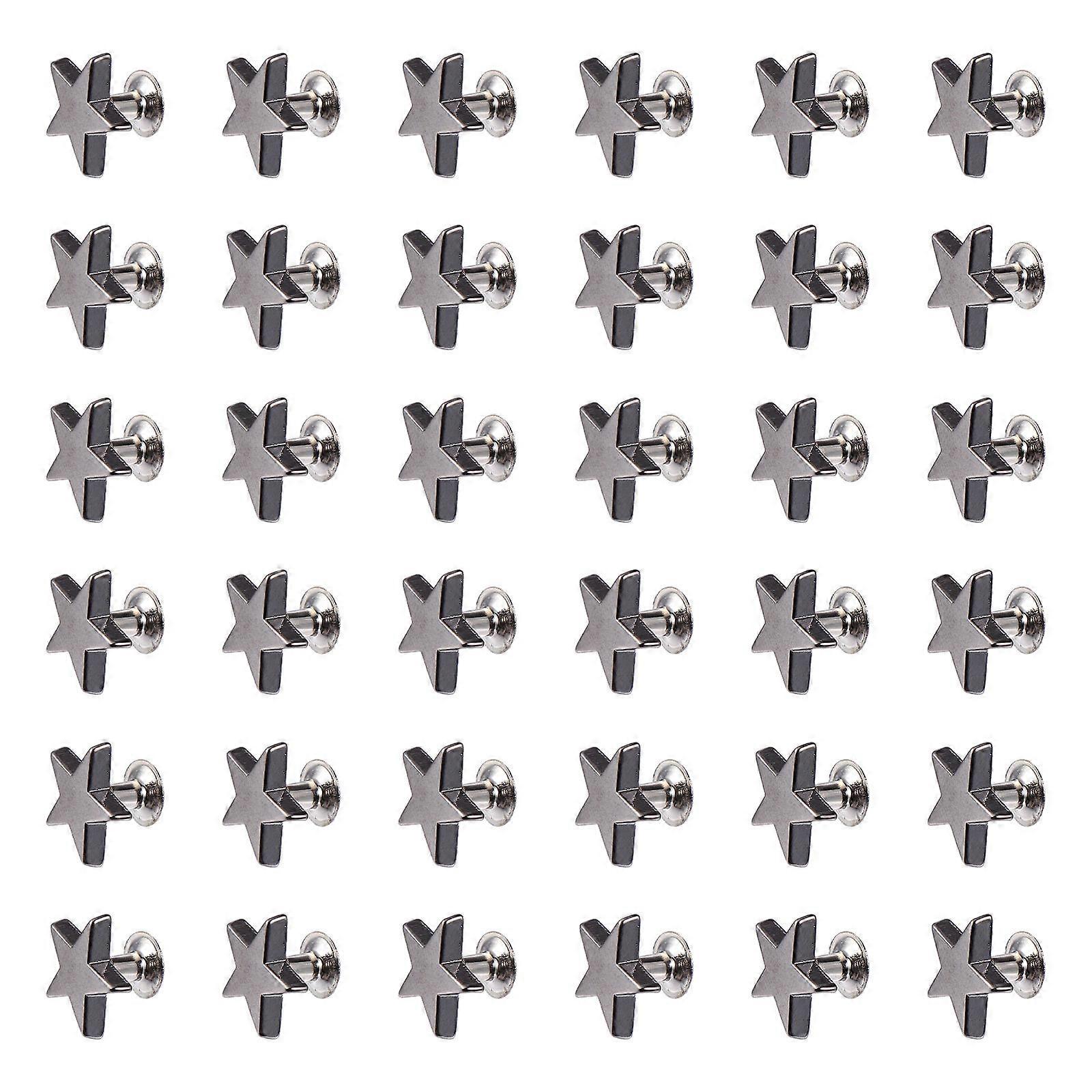 Five-Pointed Star Rivets Flat Alloy Studs for Decoration 100Pcs Dark Grey