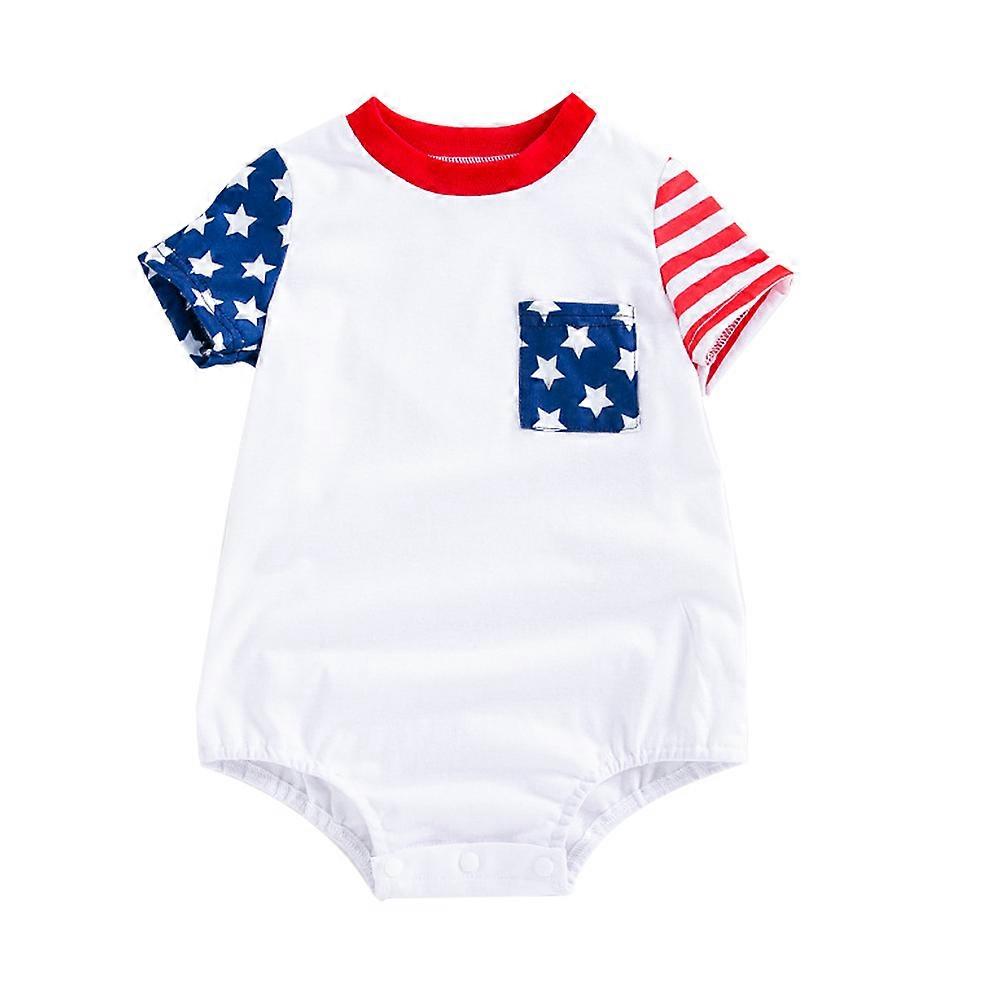 Newborn Sleeve Romper Outfit Independence Day Themed Bodysuit Stylish Unisex Clothing for Celebrations and Daily Wear Comfortable and Soft for Baby