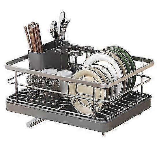 Dish drying rack large capacity with auto-drain for kitchen space-saving