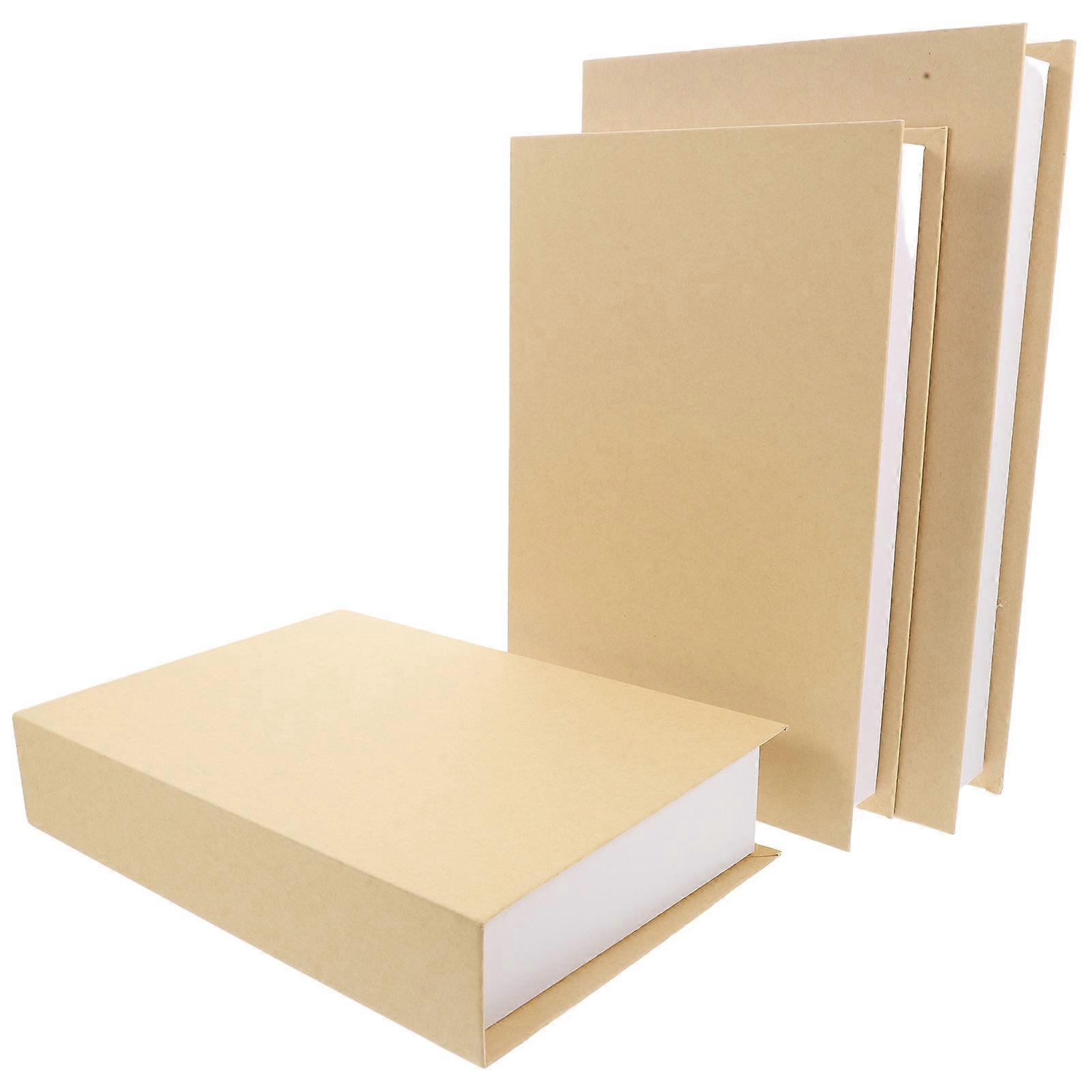 Faux Book Stack Decorative Blank Books for Home Coffee Table Bookshelf Decor 3pcs Beige Color