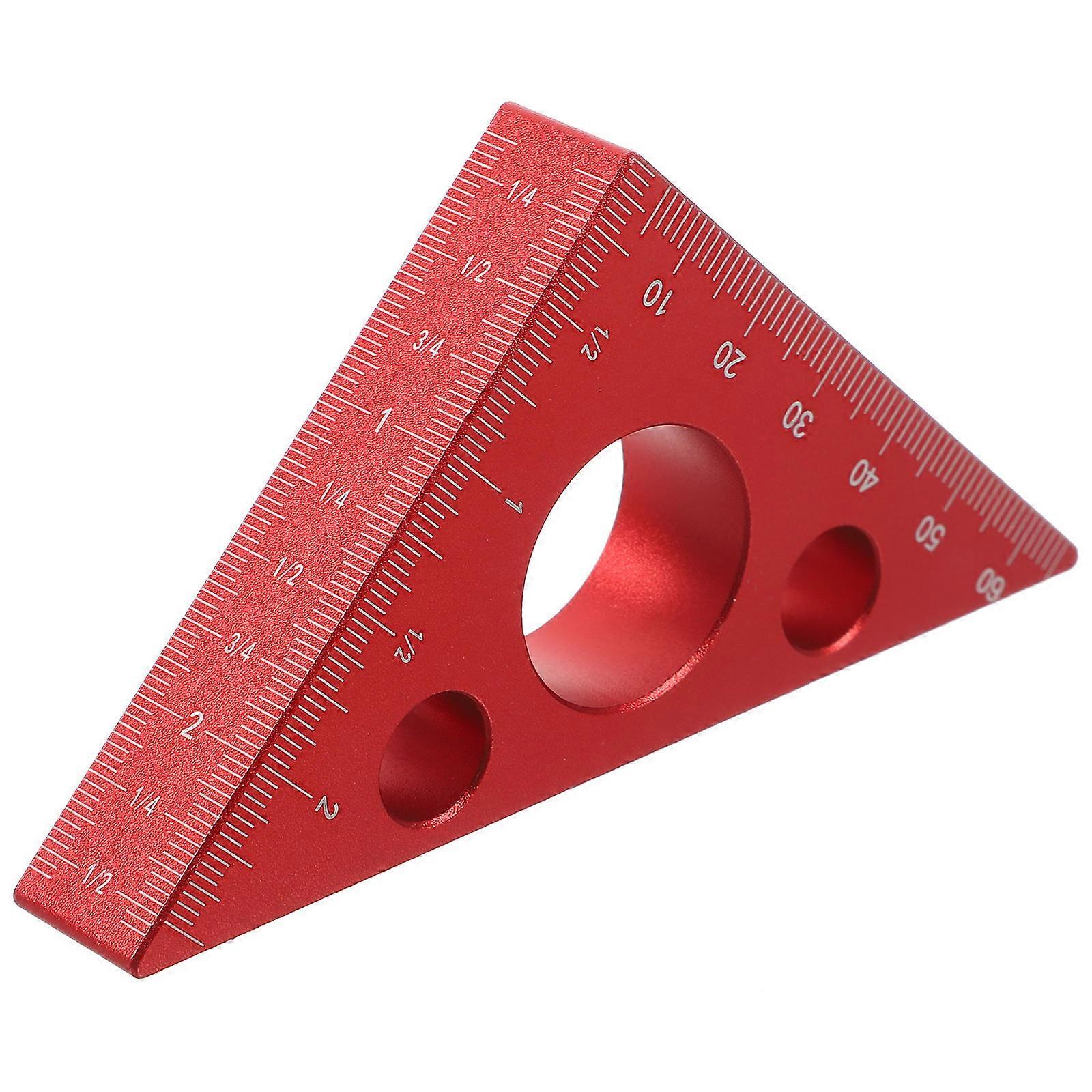 Metric Inch Carpenters Ruler Aluminum Alloy Angle Ruler Red For Woodworking Measurement Diy Tools Artists Hobbyists 1Set