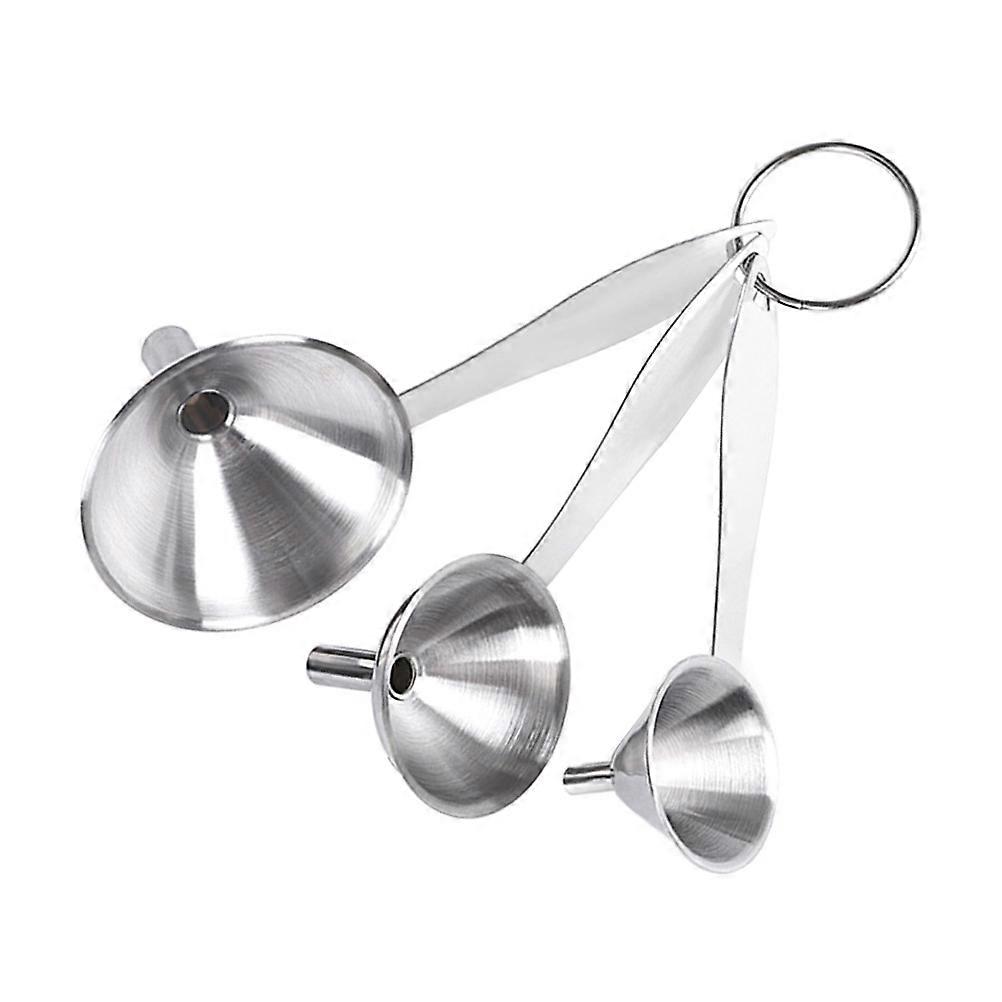 Stainless Steel Kitchen Funnel Set for Essential Oils and Bottles Silver 3PC Nested Small Funnels
