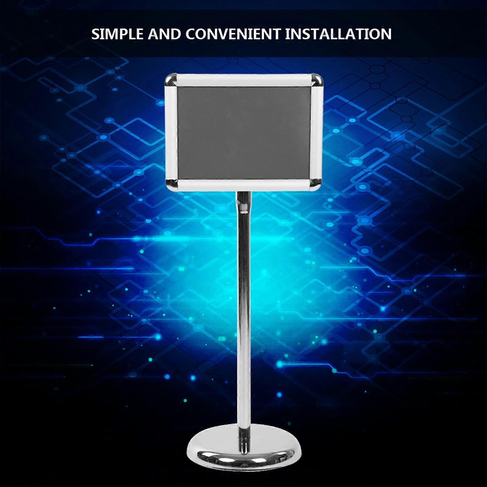A4 Adjustable Stainless Steel Standing Menu Display Sign Stand Sliver Holder(rounded corner)