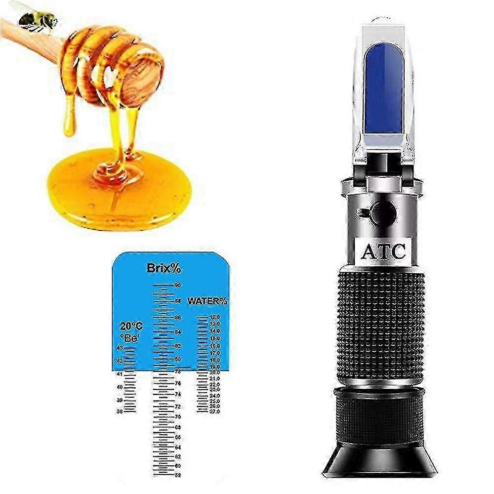 Honey refractometer for honey moisture, brix and baume, 3-in-1 uses, 58-90% brix scale range honey moisture tester with atc