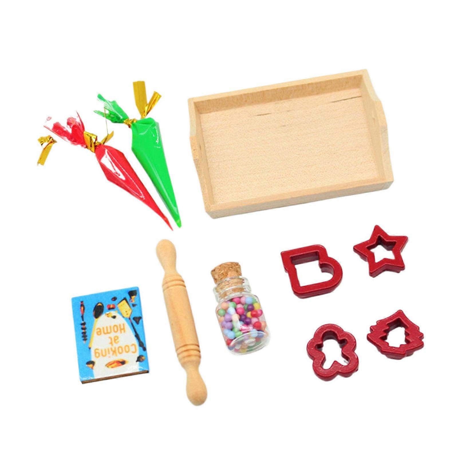 Niedliche Pädagogische Puppenhäuser Backen Spielset Sahnetablett Puppenhäuser Backform Realistische Utensilien Modell Spielset Rot