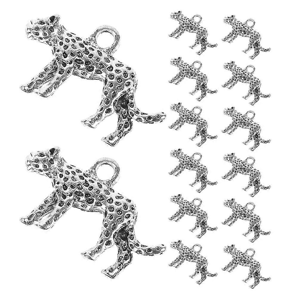 Unique 3D Leopard Charms Alloy Pendants in Silver Color for Jewelry Making 20 Pieces