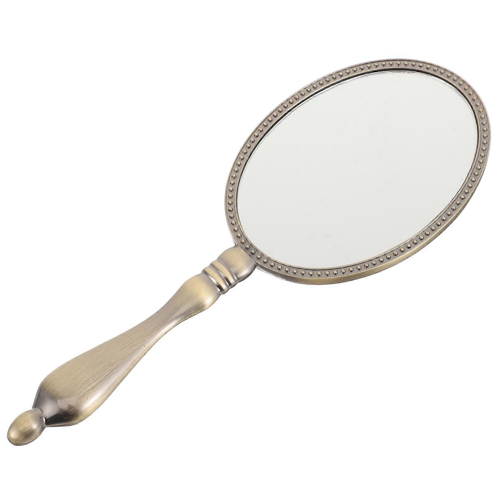 Retro Handheld Makeup Mirror for Women – Durable, Portable Vanity Mirror with Blank Back for DIY and Reflection