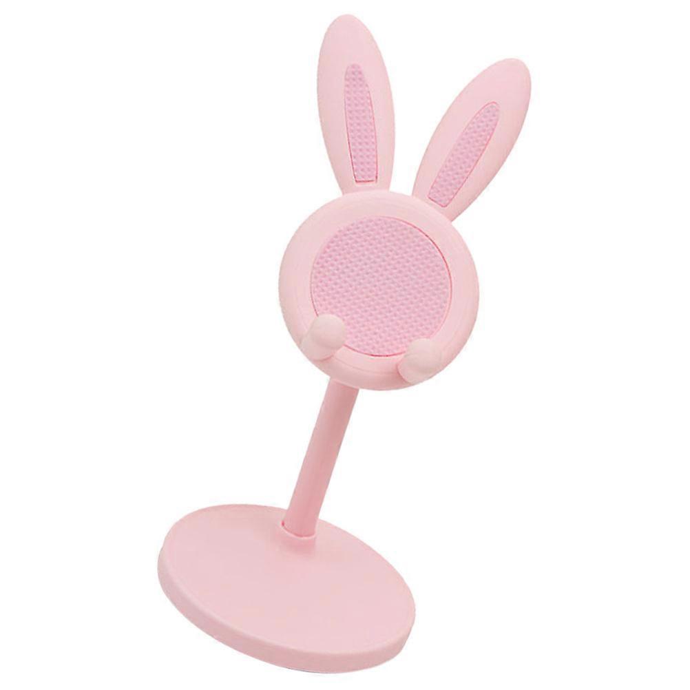 Portable Phone Stand Adjustable Tablet Pc Stand Rabbit Shape Aluminium Alloy Pink For Home Use Sturdy and Stable Support 1Pack