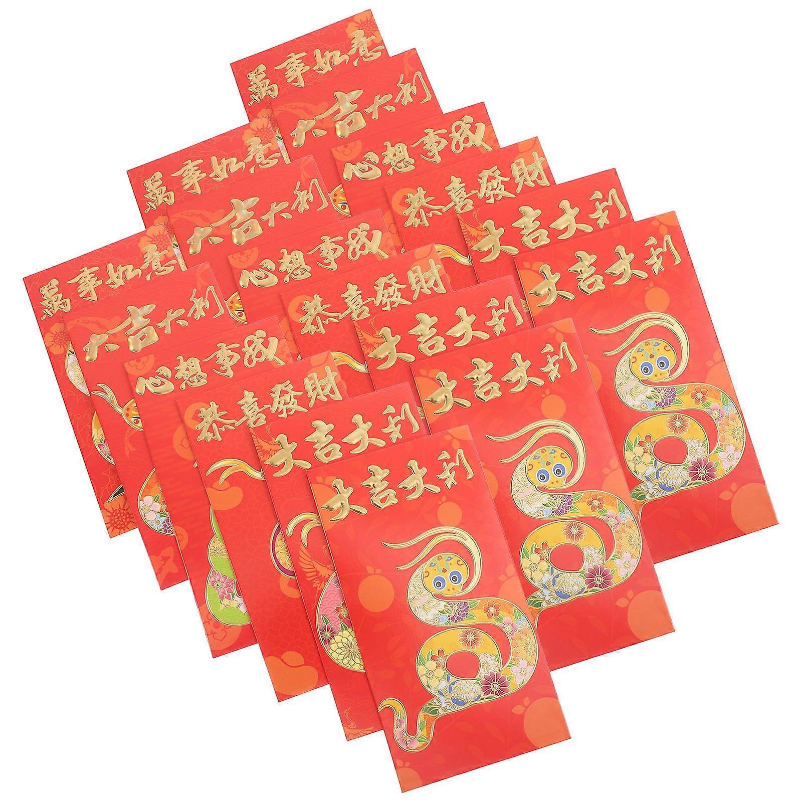 18PCS Year of the Snake Red Envelopes Assorted Colors Durable Paper for Lunar New Year Celebrations