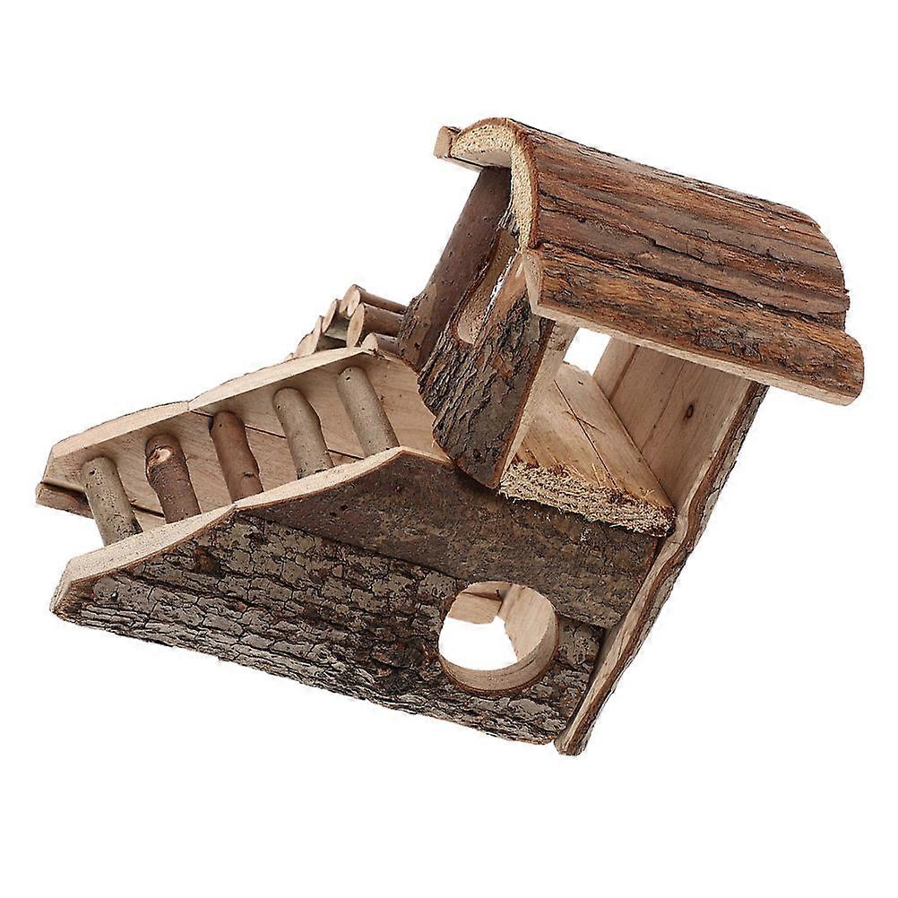 Cute Wooden Hamster Hideout – Durable Rodent Habitat for Hamsters, Gerbils, Chinchillas – Encourages Activity with Natural Look