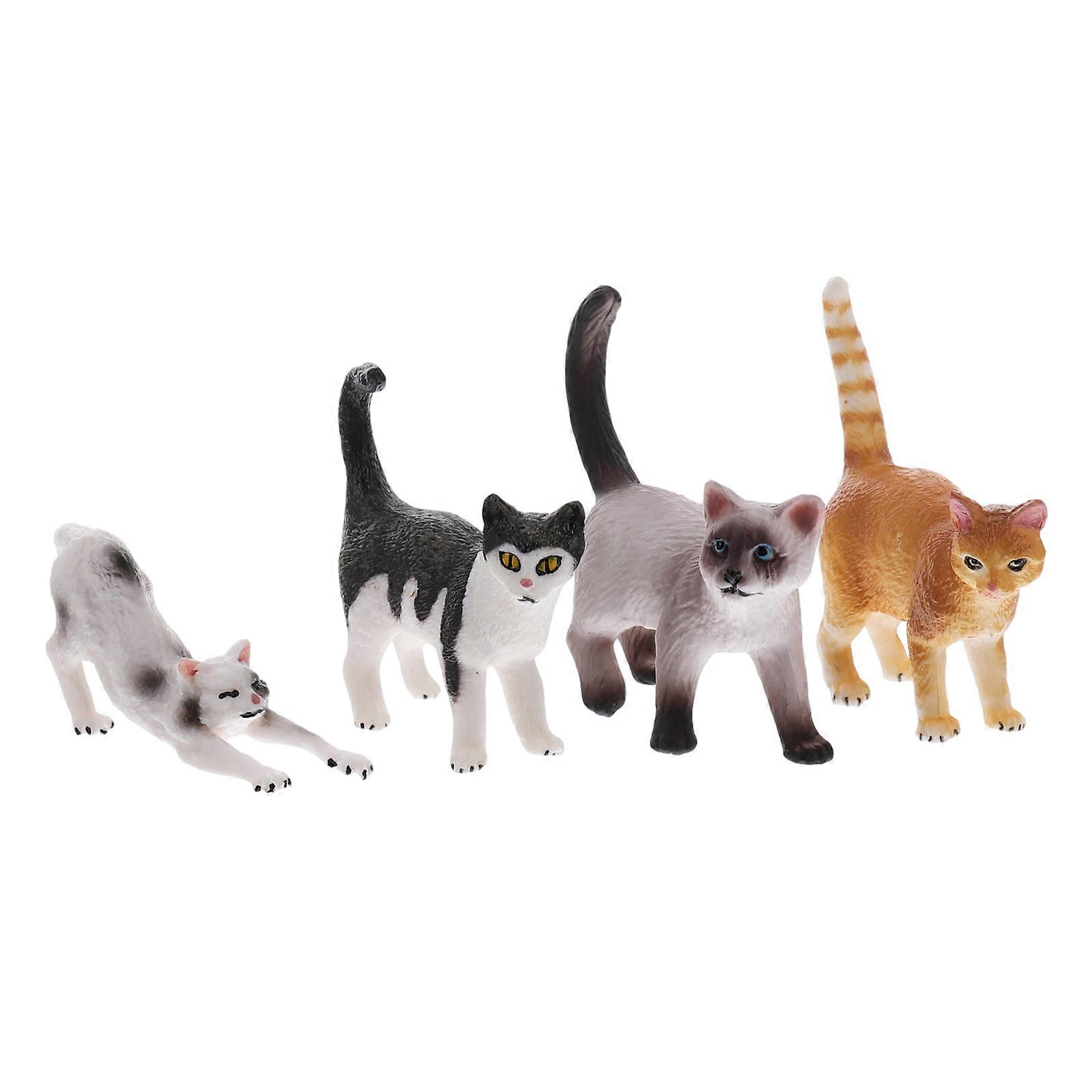4 قطع زخارف سطح المكتب البلاستيكية جميل تمثال القط زينة المناظر الطبيعية الصغيرة