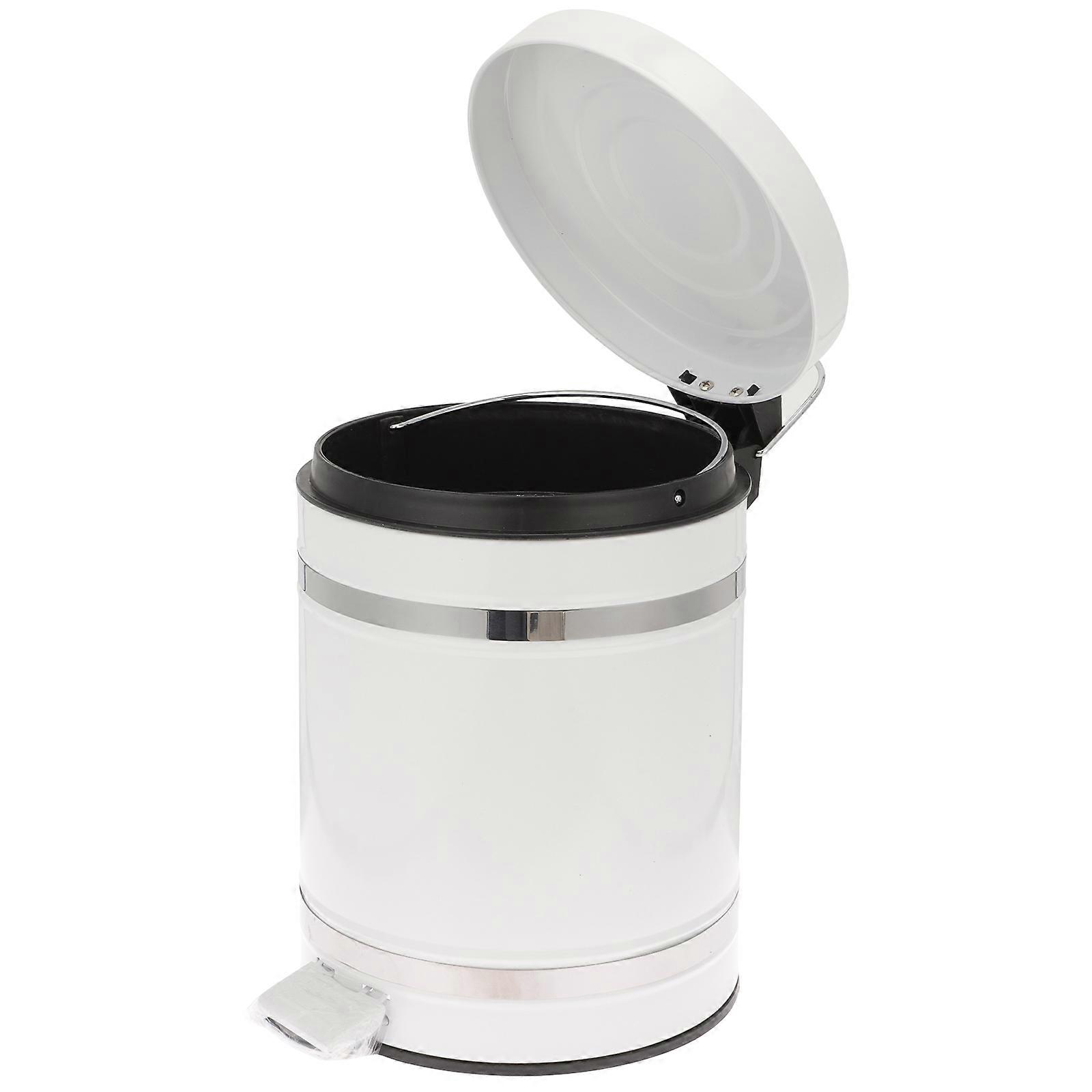 Step On Trash Can Automatic Closing Lid White Container Designed For Environments 1Set