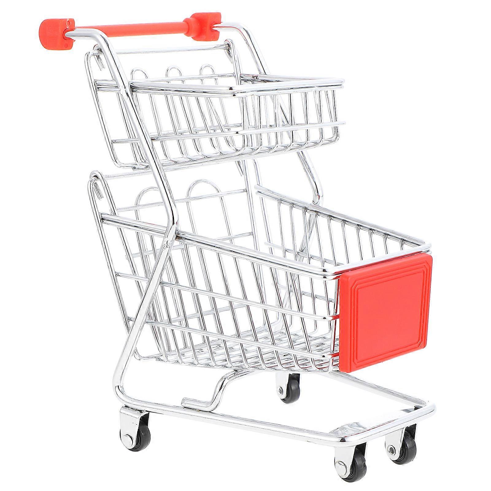 Mini Shopping Trolley Craft   Desktop Storage Container, Simulated Shopping Cart for Home Decor & Photo Props for Adults
