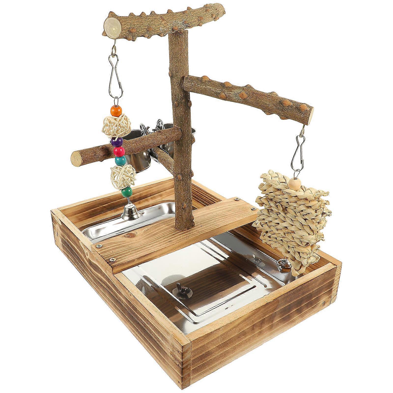 Pet Owner Approved Wooden Parrot Stand Platform Suitable For Indoor Play With Sturdy Structure Enhancing Bird Coordination 1 Set