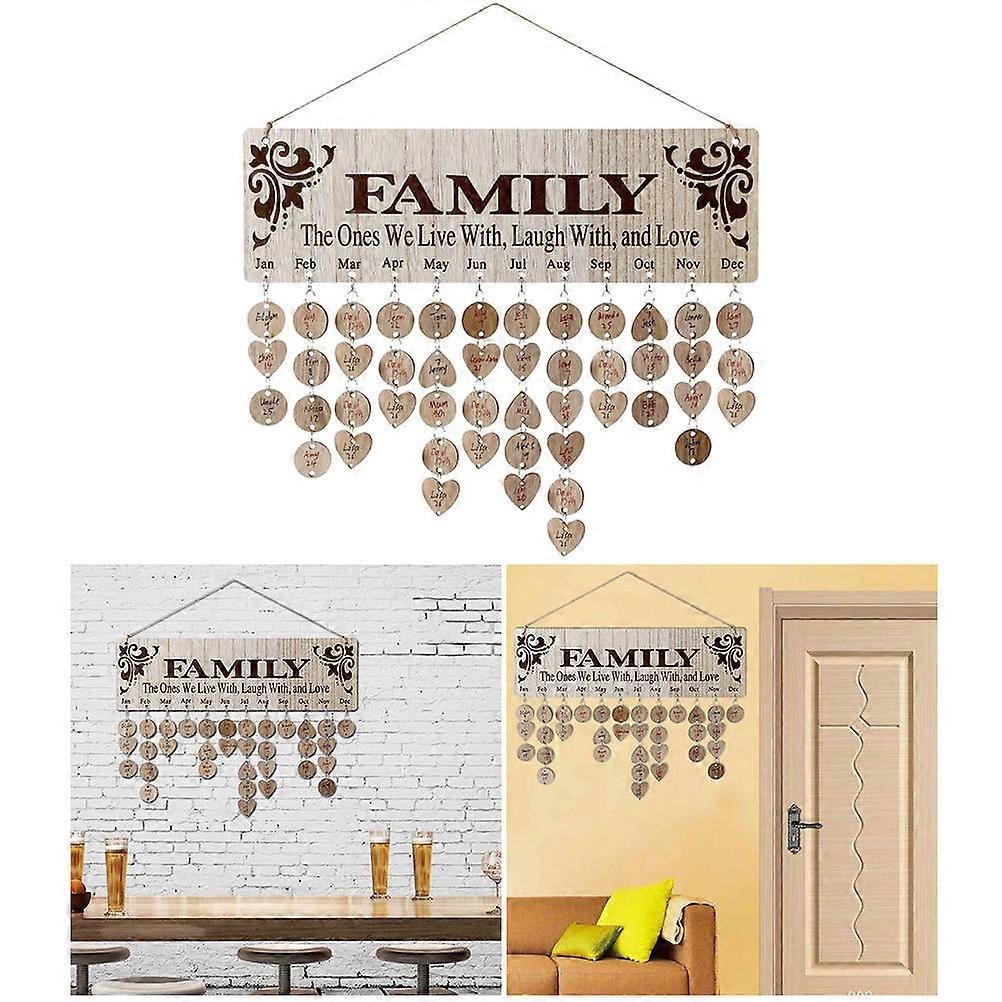 Wooden Hanging Board for Home Decoration Beige DIY Calendar with Colored Pendants 6.3 Inches