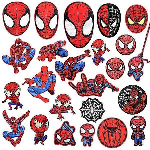MH-24 pcs Spiderman Iron-On Patches, Embroidered Iron-On Patches
