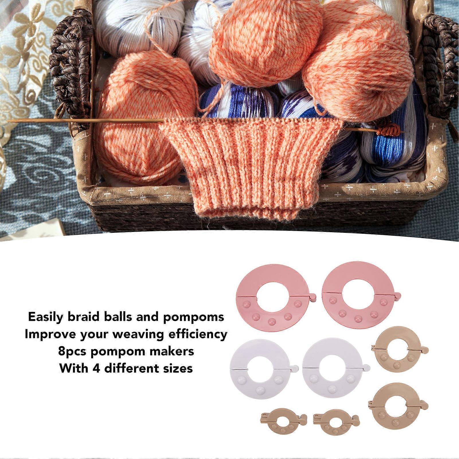 8pcs Pompom Maker Kit Improve Efficiency Fluff Ball Weaver for DIY Wool Knitting Crafts