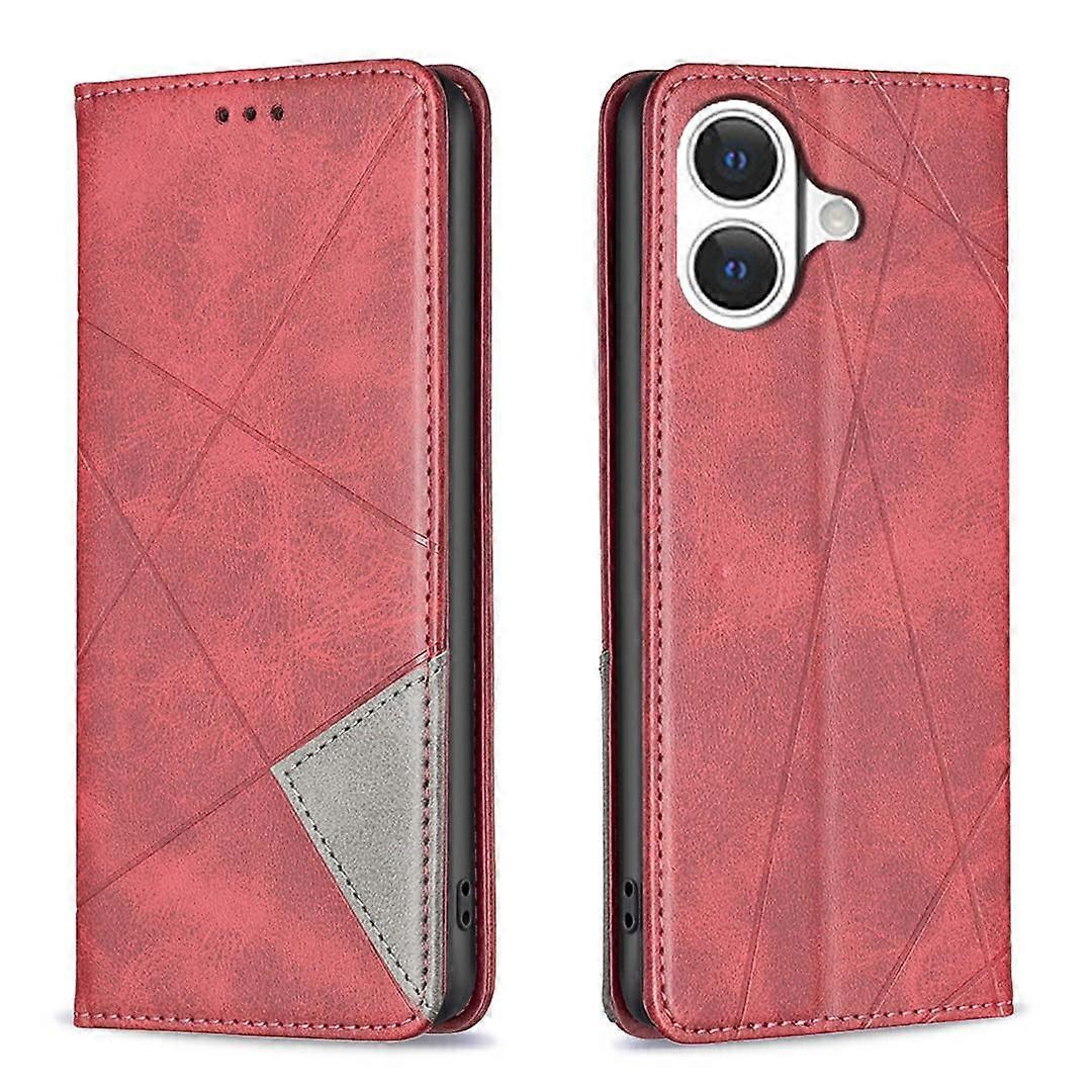 Rhombus Texture Magnetic Leather Phone Case