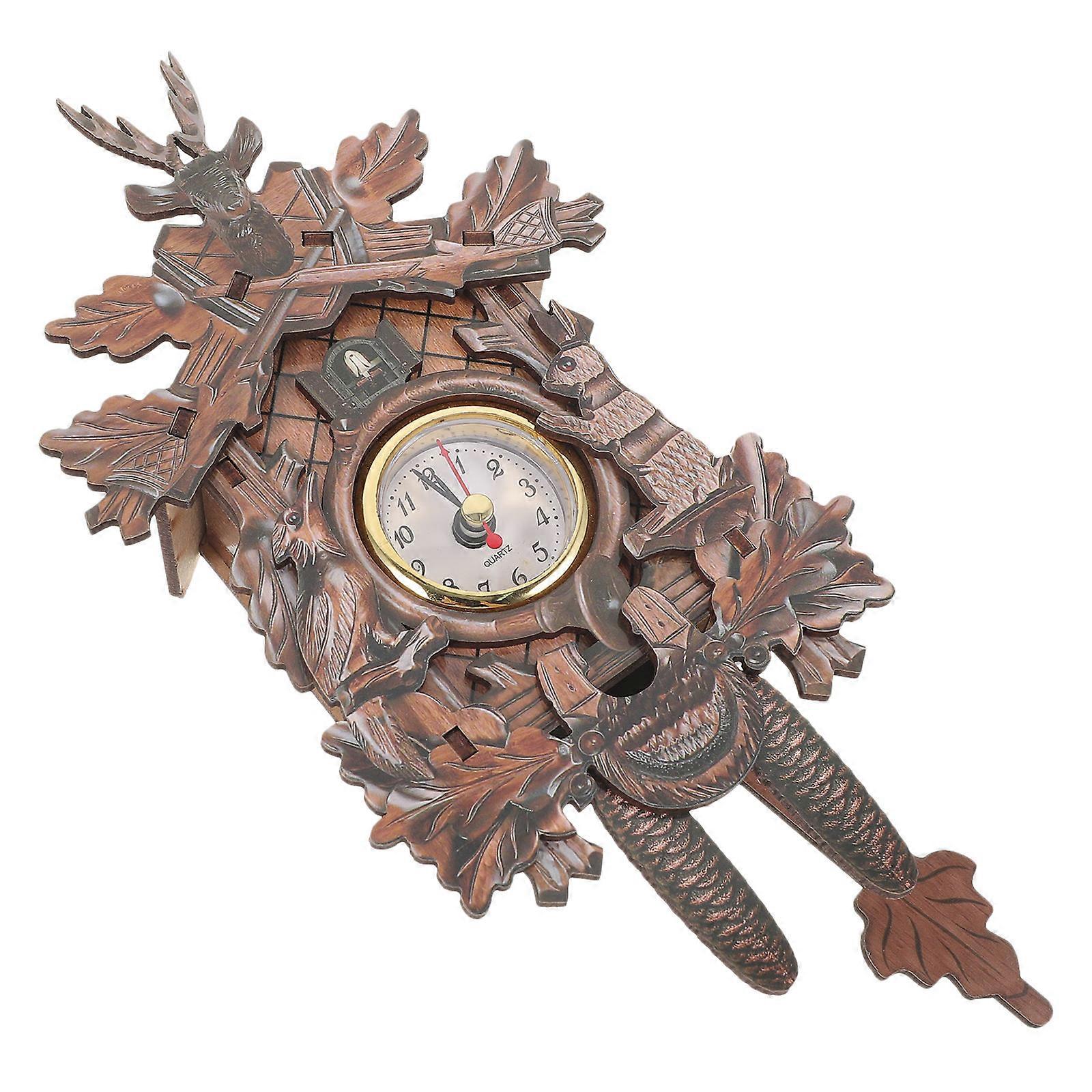 Brown Wooden Pendulum Clock for Daily Use Decorative Wall Clock Easy to Install 11.5 Inch