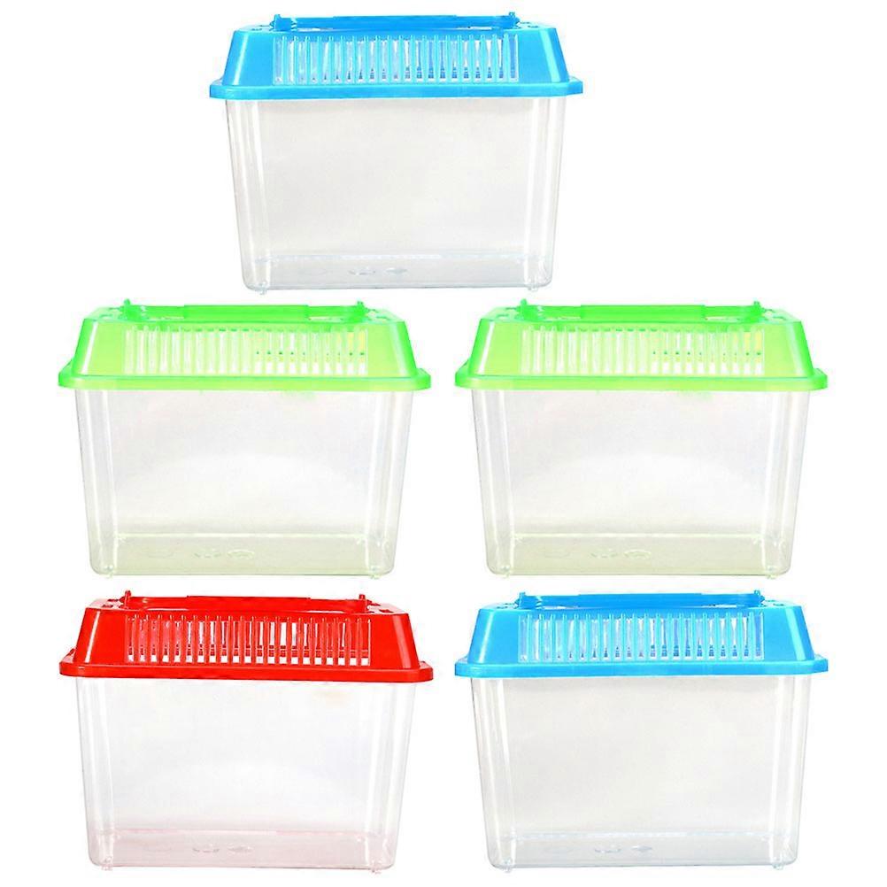 5pcs Transparent Handheld Aquarium Fish Tank Turtle Box for Small Pets – Versatile Breeding Habitat for Turtles, Hamsters, and Reptiles with Easy