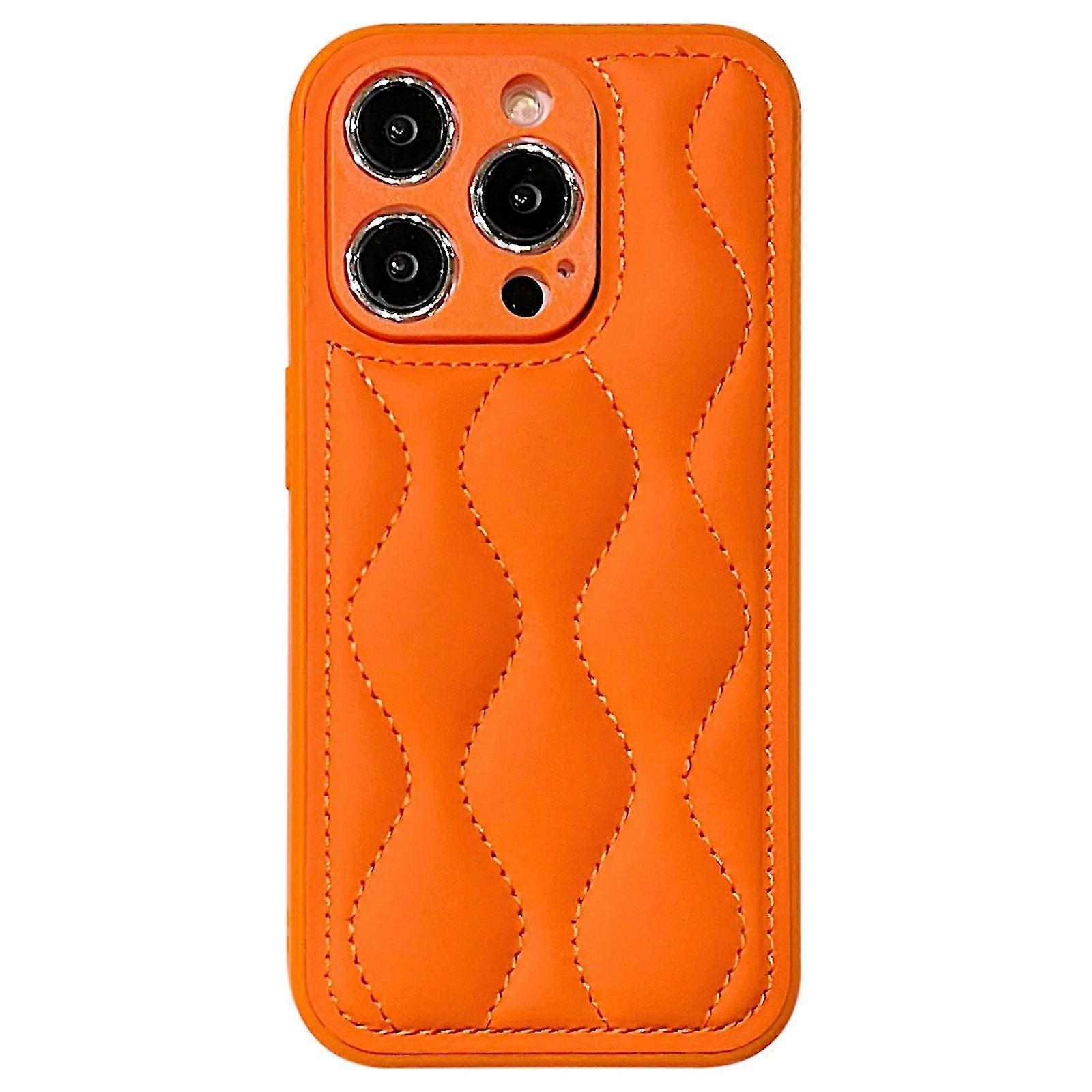 För iPhone 12 Pro Fine Hole 8-format Texture Eiderdown Airbag Phone Case