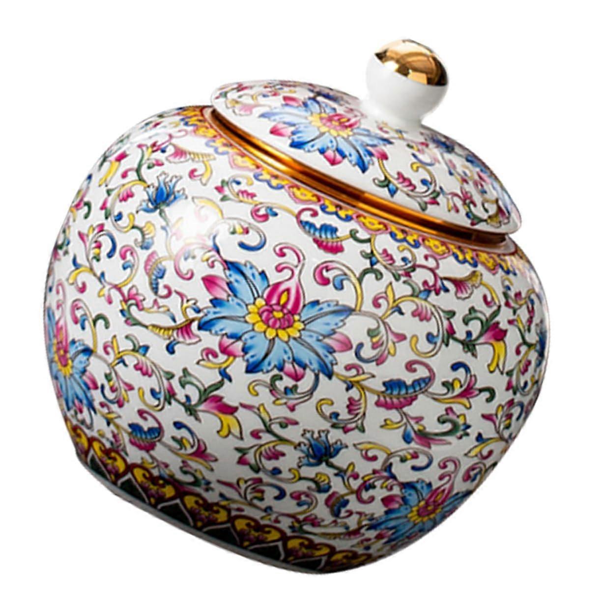 Ceramic tea canister with lid, storage for tea and coffee beans, retro design to protect against moisture, versatile in use.