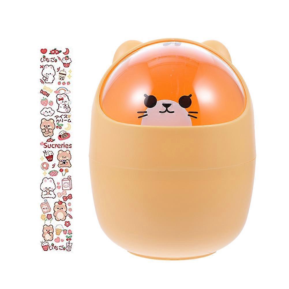 Poubelle de bureau mignon Poubelle de dessin animé poubelle pour une utilisation au bureau en Orange 1 ensemble