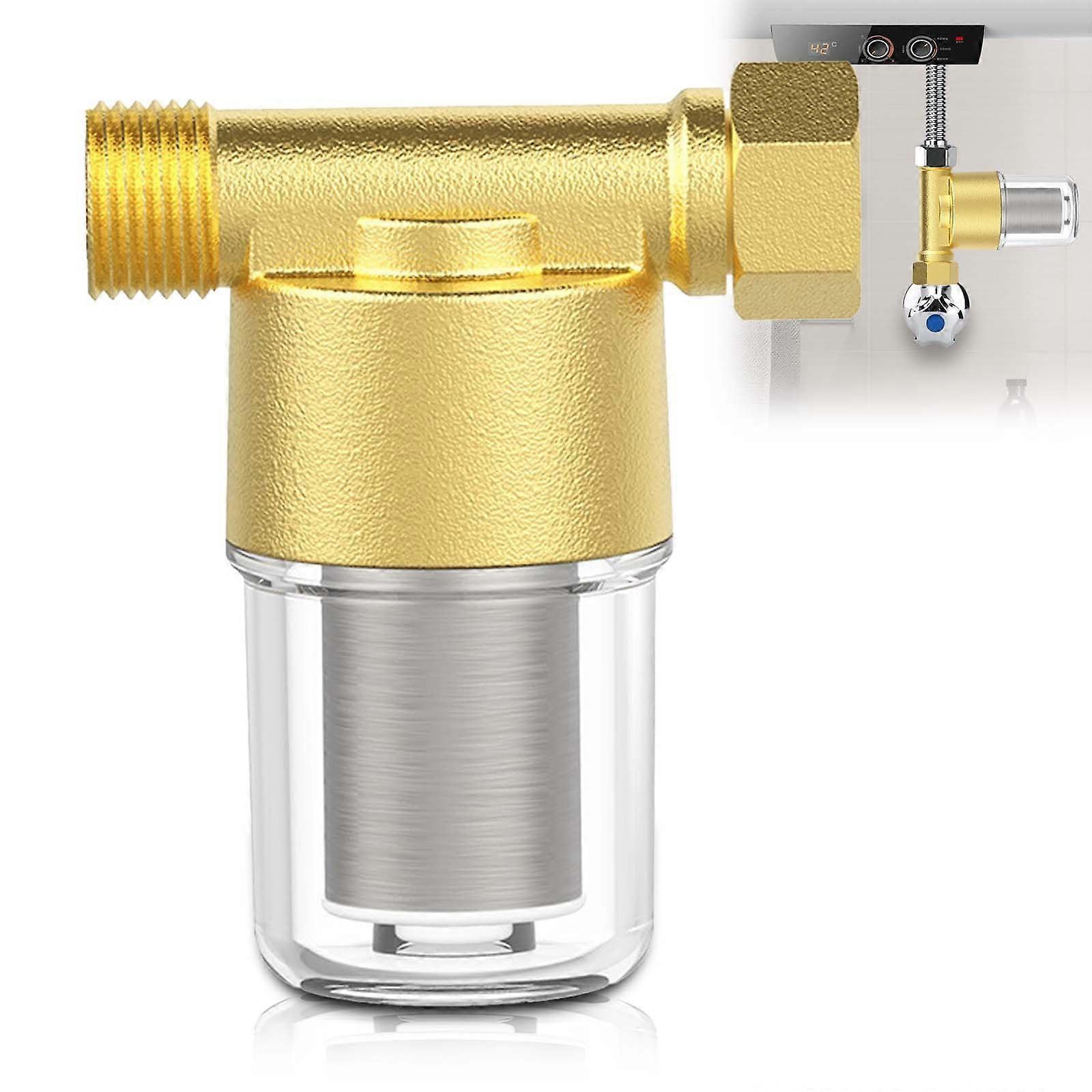 Pipeline Water Filter, 1/2 Inch Inline Mesh Strainer with 40μm 304 Stainless Steel Element for Bathroom and Kitchen