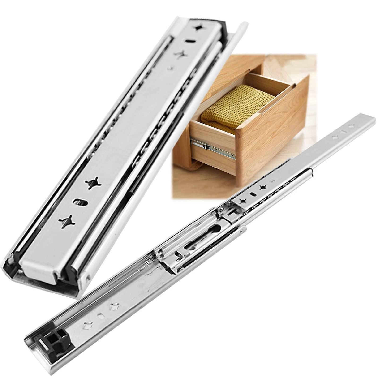 Durable industrial drawer slides, 2pcs, 136kg load, ball bearing, side mount