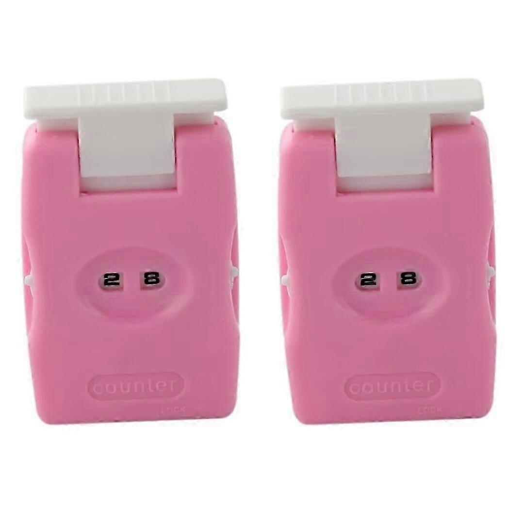 2pcs Manual Row Counter and Stitch Counter for Knitting/Crocheting Tool for Home, Travel - Pink