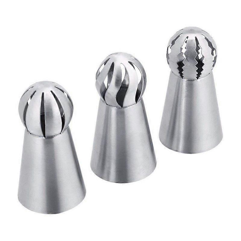 2-Set Russian Cake Nozzles - Spherical Flower Decorating Tips (Silver)