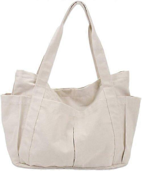 Ladies' canvas shoulder bag, washable, large capacity, with independent pockets