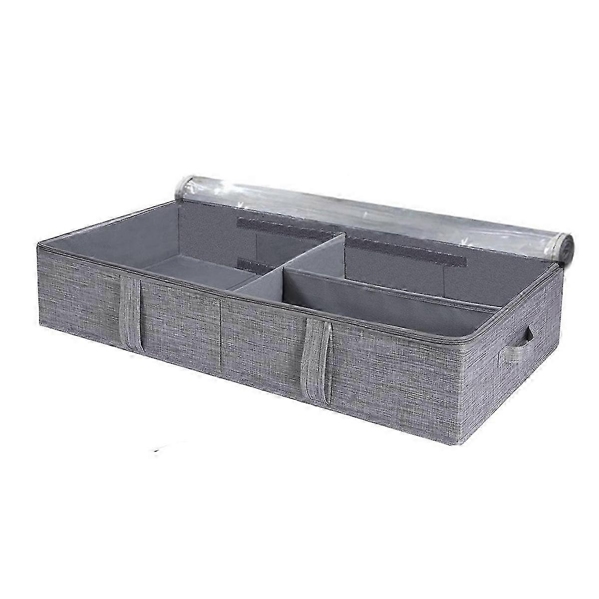 50L Foldable Bed Storage Box with Lid - Linen Storage with Strong Sidewalls & Bottom for Adjustable Use