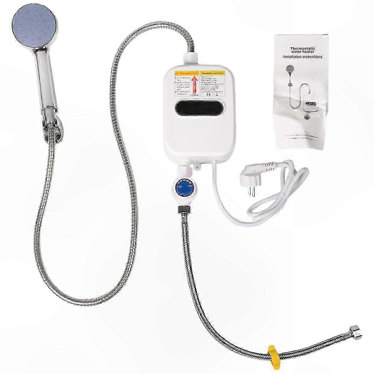 Digital Shower Heater with Temperature Display 220V 3500W Hot Water Tap for Bathroom EU Plug