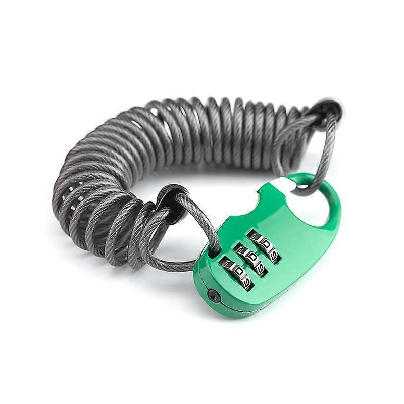 Anti-theft Combination Helmet Lock with 3-Digit Code 90cm Long Cable - Green