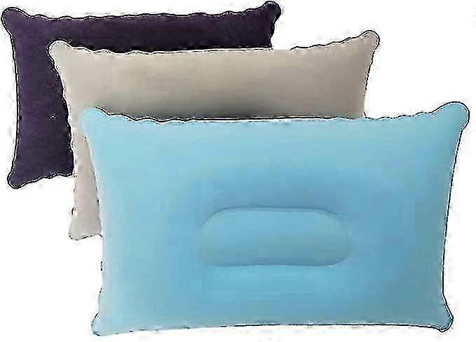 3-Pack of Ultralight Inflatable Camping and Travel Pillows, Compact Flocked Fabric Air Pillows for Neck & Lumbar Support.
