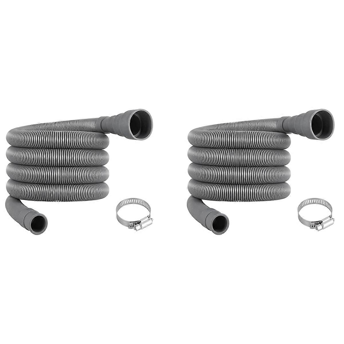 2X Drain Hose Extension Set Universal Washing Machine Hose 6.5Ft, Include Drain Hoses Hose Clamps