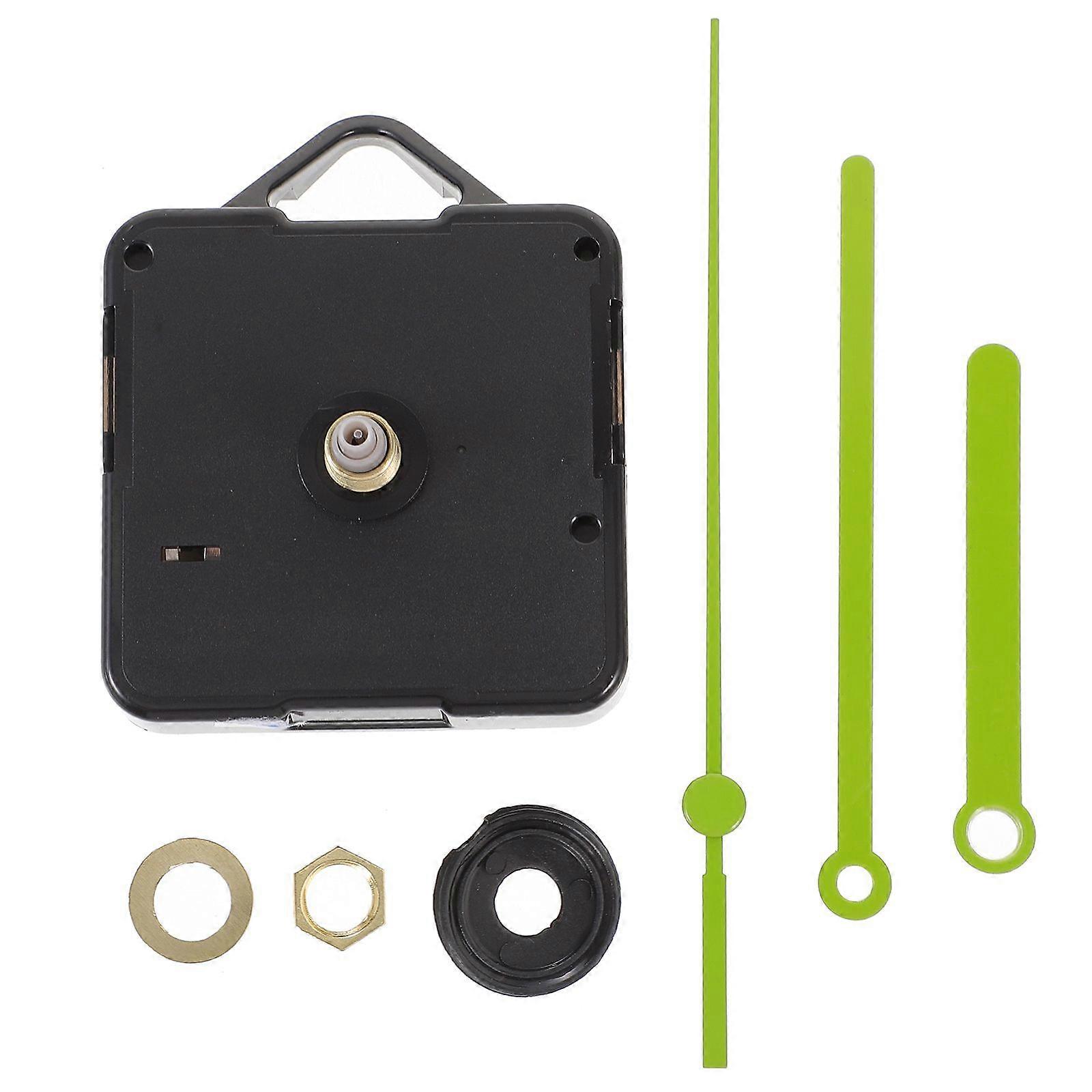 Quartz Clock with Hook Movement Kits Mute Wall Clock Movements Mechanism Parts DIY Repair Parts (Green, Without Battery, A Clock Core and 3 Pointers)