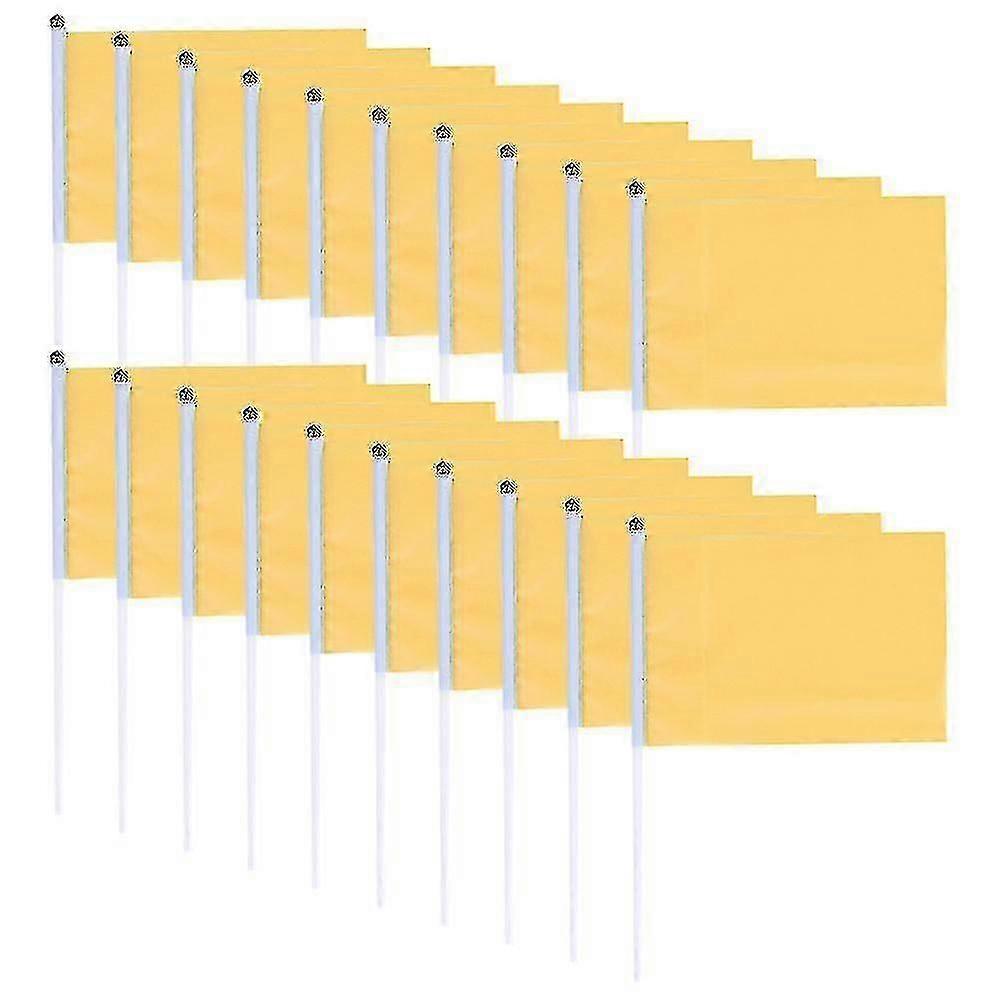 100pcs Handheld Square Flags Solid Color Mini Flag Party Supplies Party Celebration Flags (yellow)