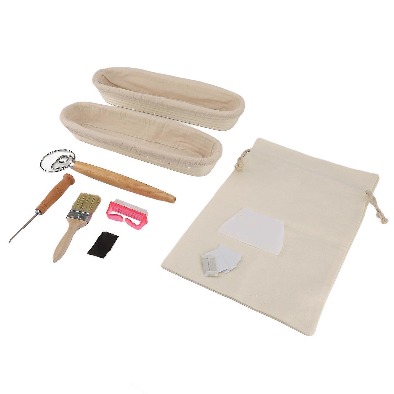 2PCS Pane Proofing Cestini 38cm Rattan con telaio in acciaio inox