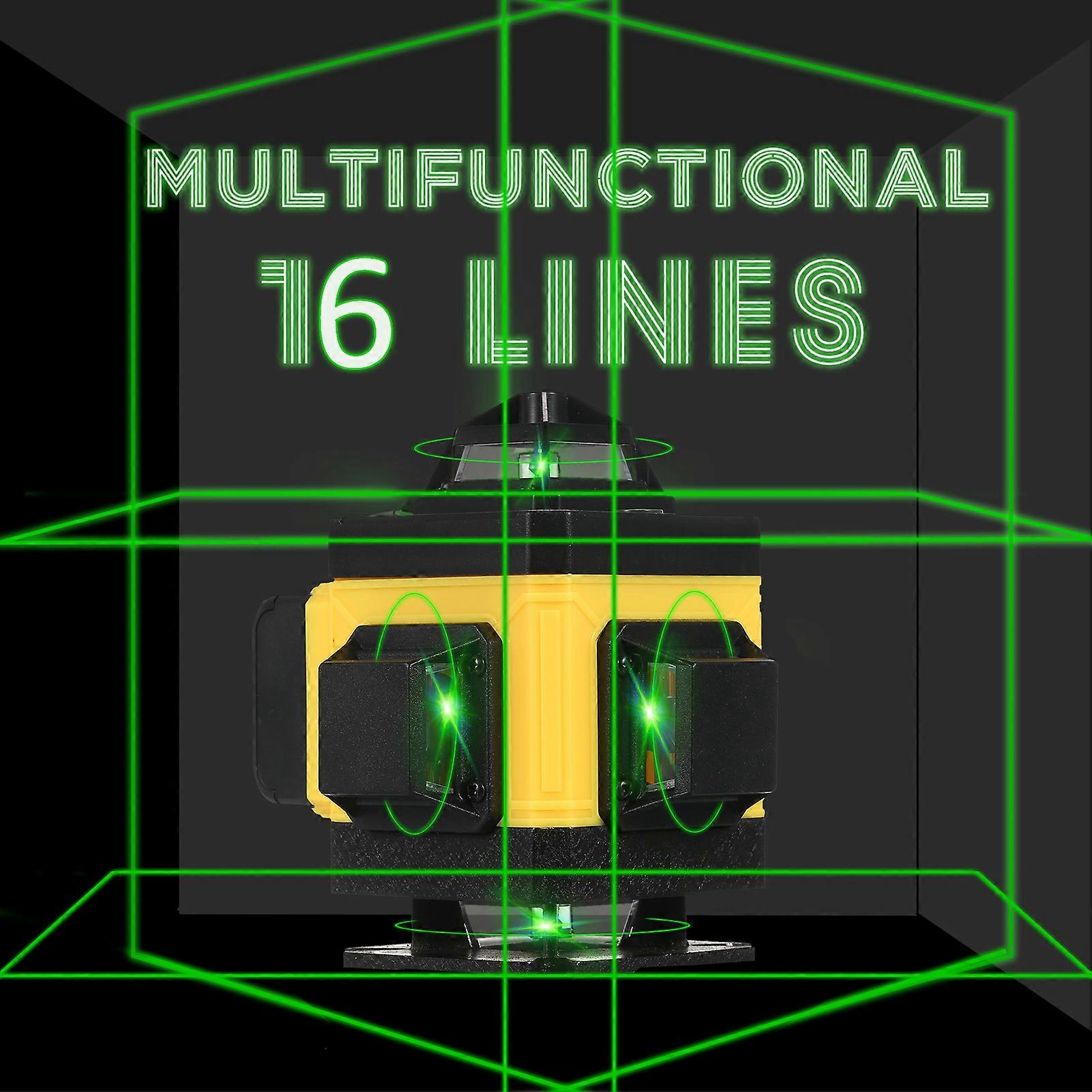 4D 16-Line 4×360° Green Laser Level IP54 Waterproof with Battery