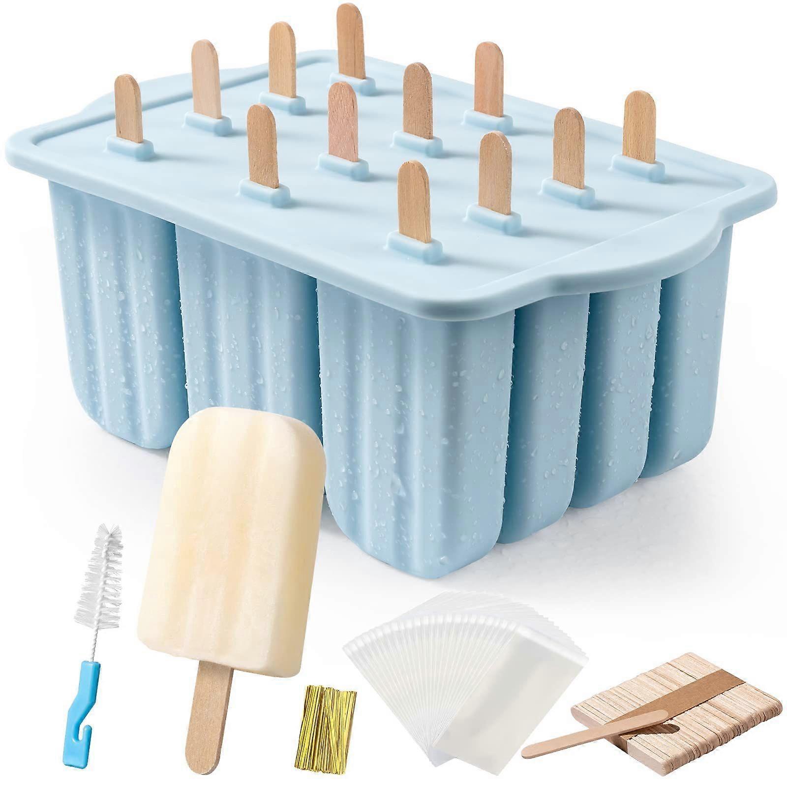 Popsicles Molds, 12 Pieces Silicone Popsicle Molds Easy-Release BPA-free Popsicle Maker Molds Ice Pop Molds Homemade Popsicle Ice Pop Maker with 50PCS
