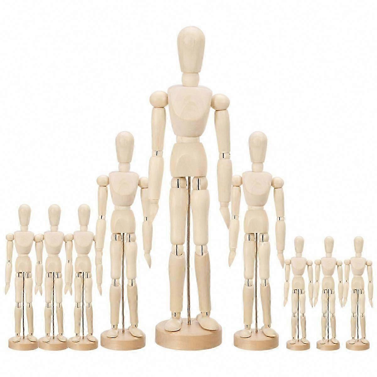 9 Pcs Artist Mannequin Model Wooden Manikin Drawing Moveable Figure Model with Stand Flexible Joint