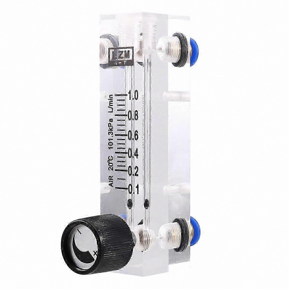 Acrylic Adjustable Flow Meter for Gas and Air, 0.1-1L/MIN, Panel Mount Rotameter with Variable Area Measurement