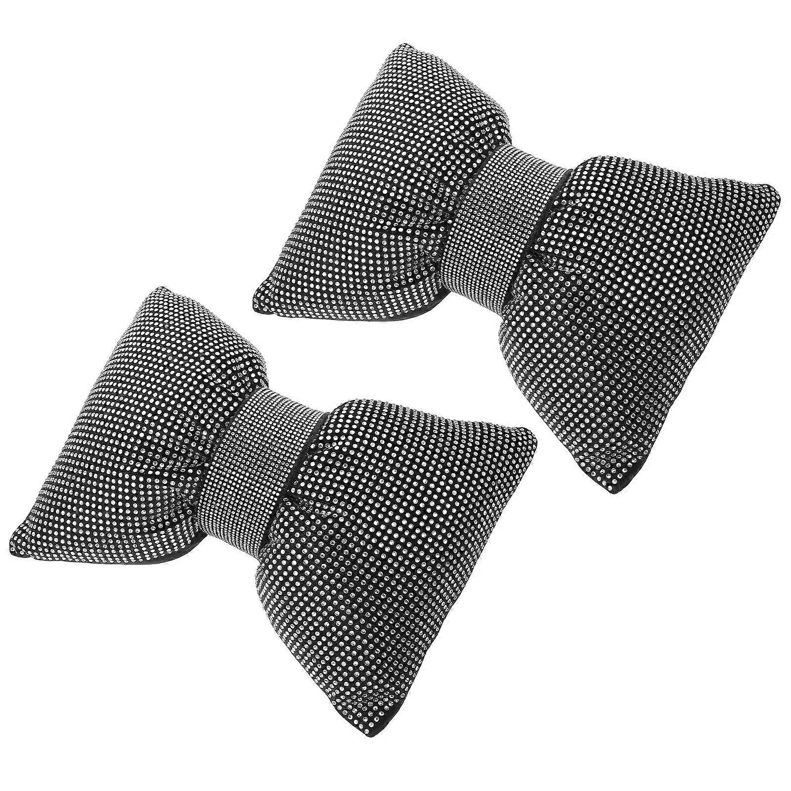 Rhinestone Car Neck Pillow Bow for Car Use 2Pcs Neck Support Pillow