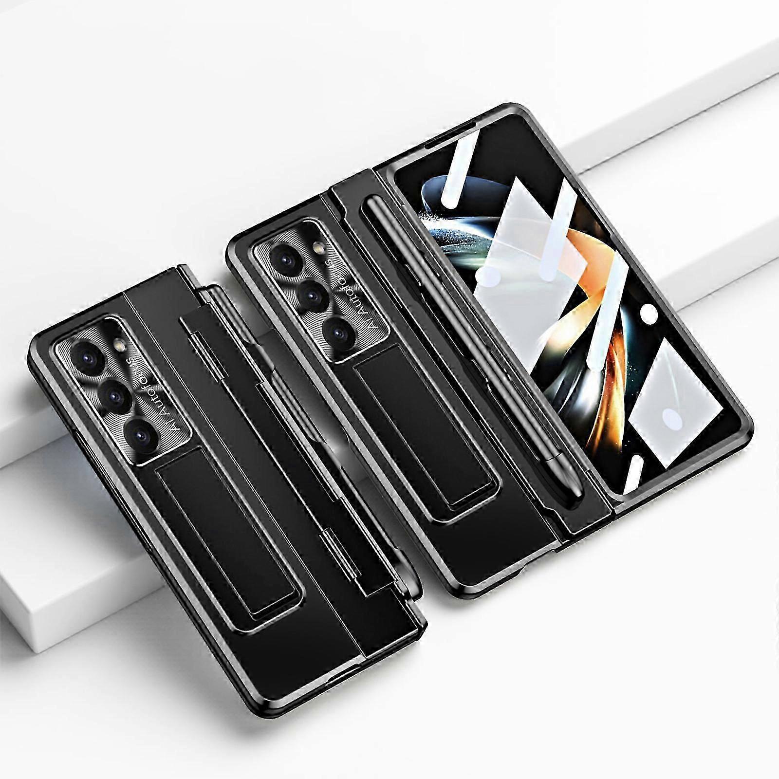 Transparent Case for Samsung Galaxy Z Fold6 Plating Case with S Pen Holder, Protective Case with Stand for Samsung Galaxy Z Fold 6 2024