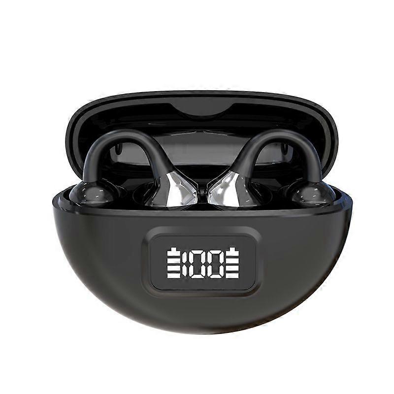 AI translation headset wireless Bluetooth ear clip with screen, noise reduction, long battery life, suitable for business travel and daily use(Black)