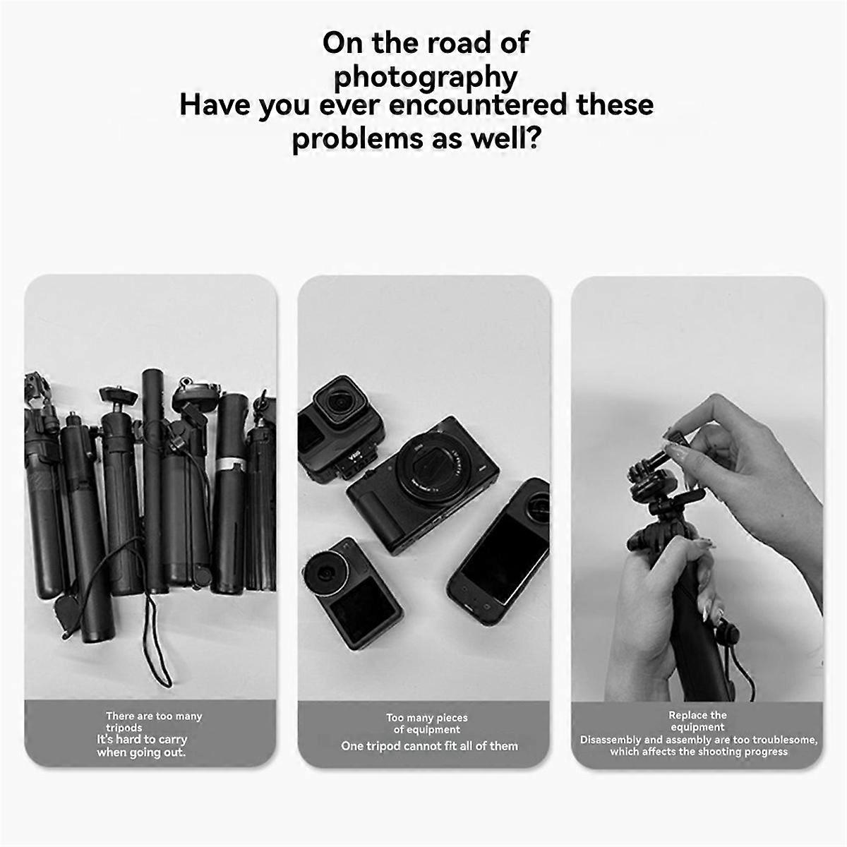 Mini Magnetic Quick Release Selfie Stick Tripod 1/4 Screw