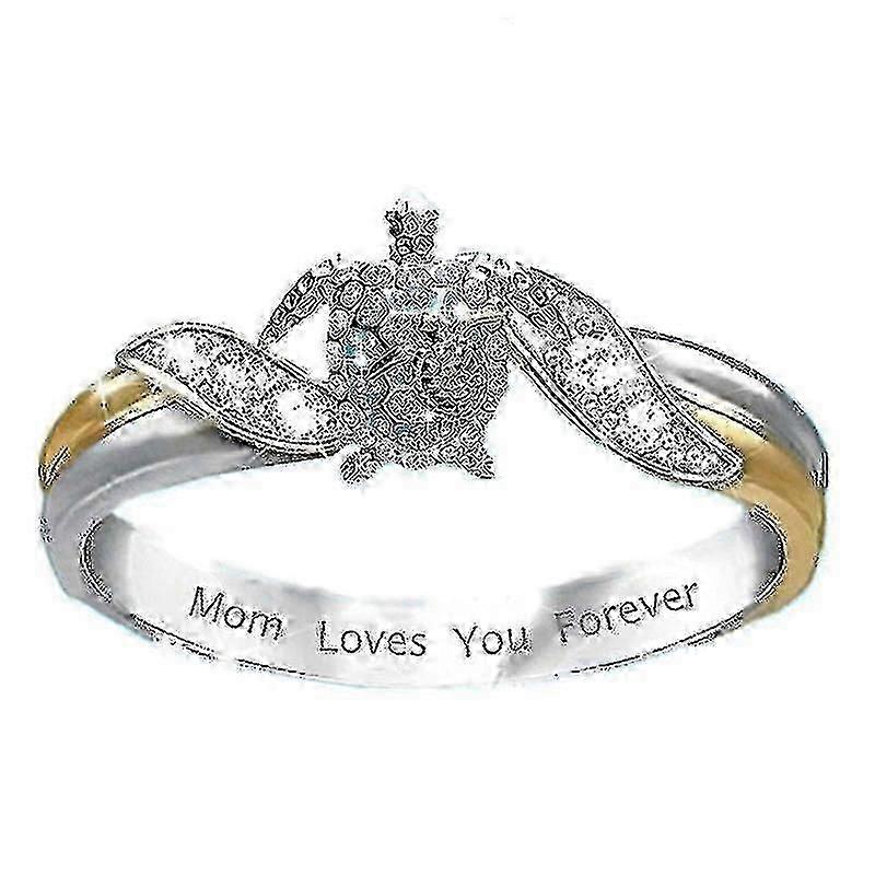Turtle Ring Moeder houdt van je Forever Turtle Ring Zeeschildpad Crystal Studded Sieraden